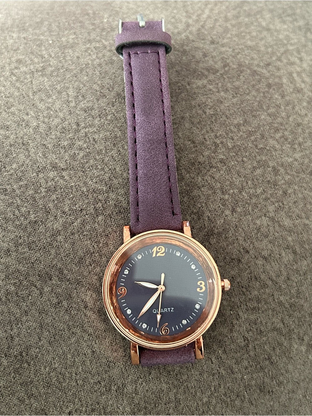 Rose Gold Case Purple Strap Quartz Watch